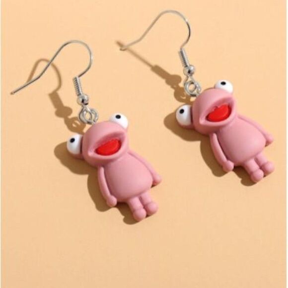 5/$25 Cartoon Frog Pink Earrings - Picture 2 of 6